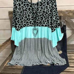 Casual Cotton-Blend 34 Sleeve Leopard-Print Shirts & Tops