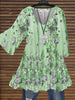 FLORAL-PRINT V NECK CASUAL SHORT SLEEVE SHIRTS & TOPS