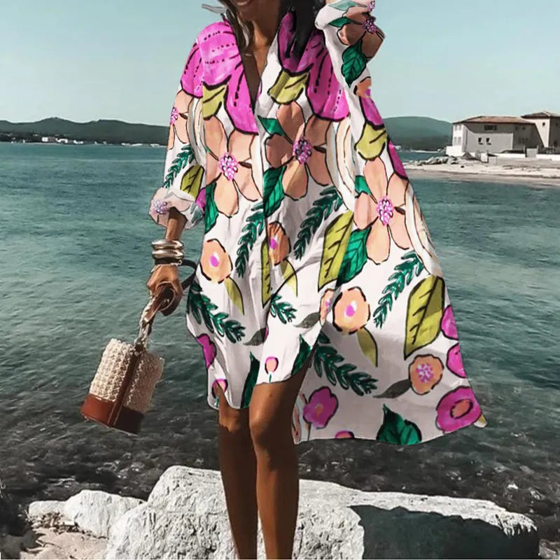 Printed Beach Vacation Blouse -20