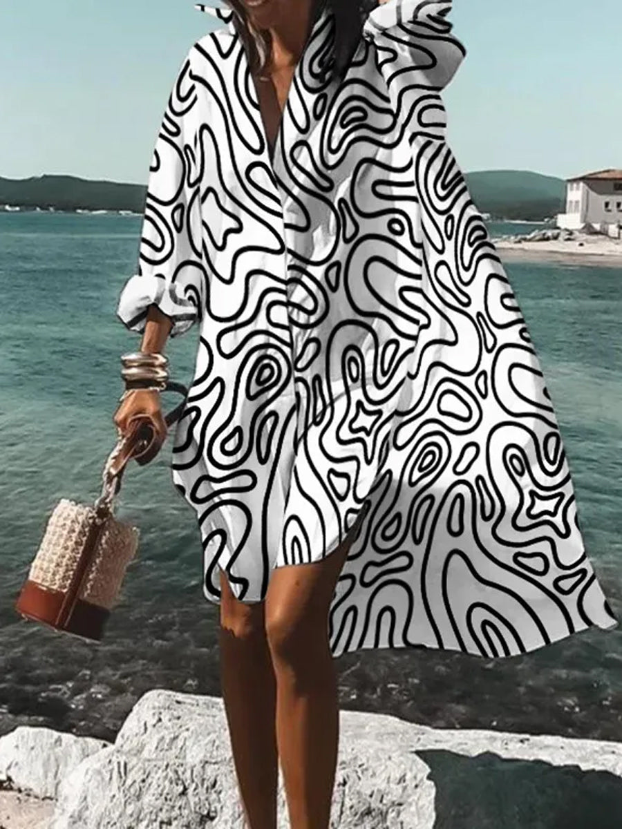 Printed Beach Vacation Blouse -15