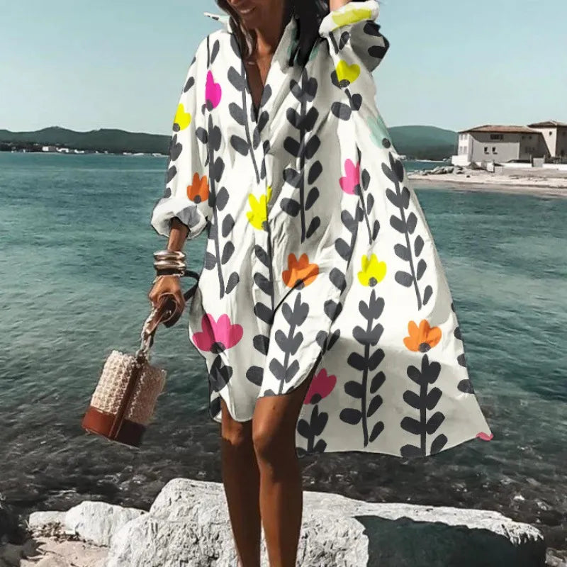 Printed Beach Vacation Blouse -23