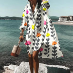 Printed Beach Vacation Blouse -23