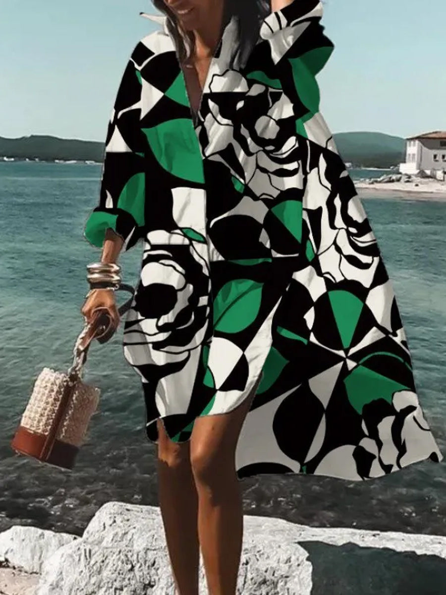 Printed Beach Vacation Blouse -10