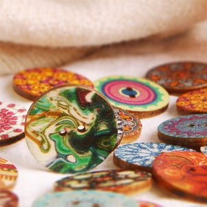 50Pcs 25mm Multi-Color Wooden Buttons Round Sewing Buttons for DIY Craft Bag Hat Clothes Decoration