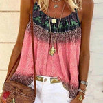 Casual Printed Cotton-Blend Sleeveless Shirts & Tops