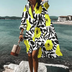 Printed Beach Vacation Blouse -14