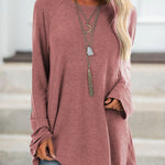 Gray Cotton Casual Crew Neck Solid Shirts & Tops