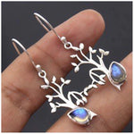 Creative Moonstone Tree of Life Earrings Christmas Tree Earrings