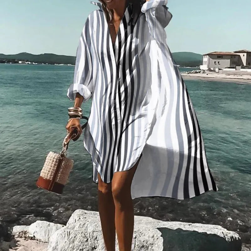 Printed Beach Vacation Blouse -13