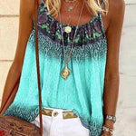 Casual Printed Cotton-Blend Sleeveless Shirts & Tops