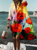 Casual floral long V-neck top