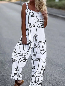 Portrait Art Print Casual Jumpsuit