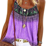 Casual Printed Cotton-Blend Sleeveless Shirts & Tops