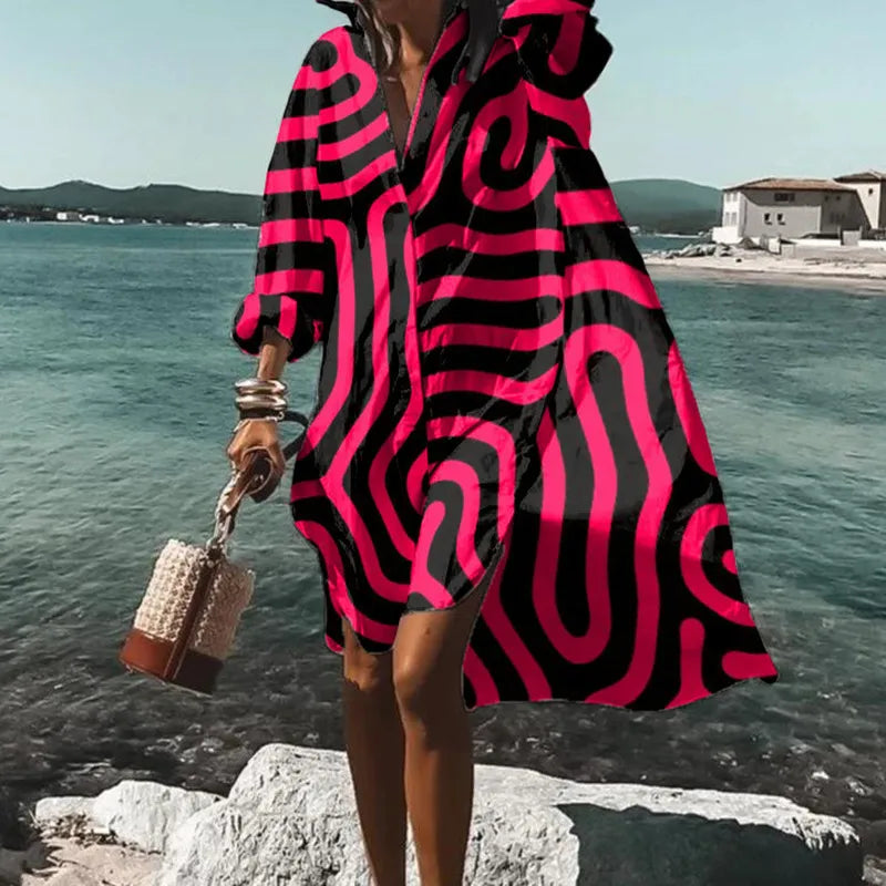 Printed Beach Vacation Blouse -12