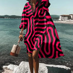 Printed Beach Vacation Blouse -12