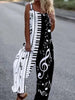 Piano Key Music Note Contrast Loose Jumpsuit