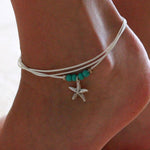 Boho Fashion Turquoise Starfish Pendant Anklet