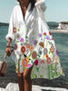Solid V Neck Casual Dress - 10