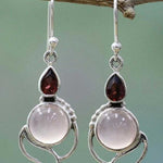Hibiscus stone pink crystal earrings