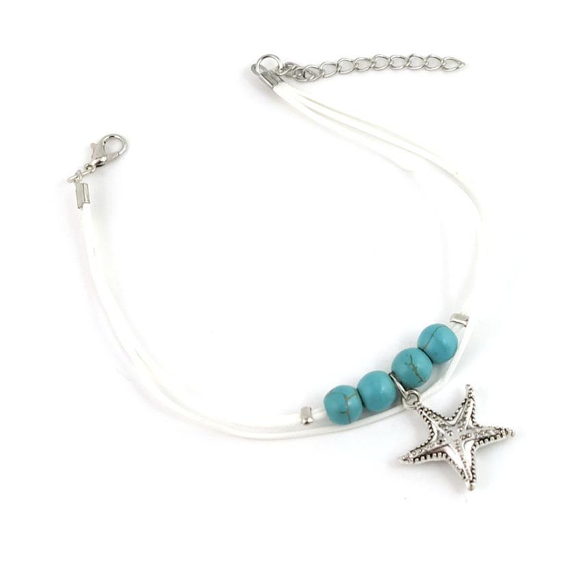 Boho Fashion Turquoise Starfish Pendant Anklet