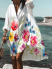 Solid V Neck Casual Dress - 19