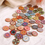 50Pcs 25mm Multi-Color Wooden Buttons Round Sewing Buttons for DIY Craft Bag Hat Clothes Decoration