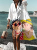 Print V Neck Casual Shirt Dress - 3