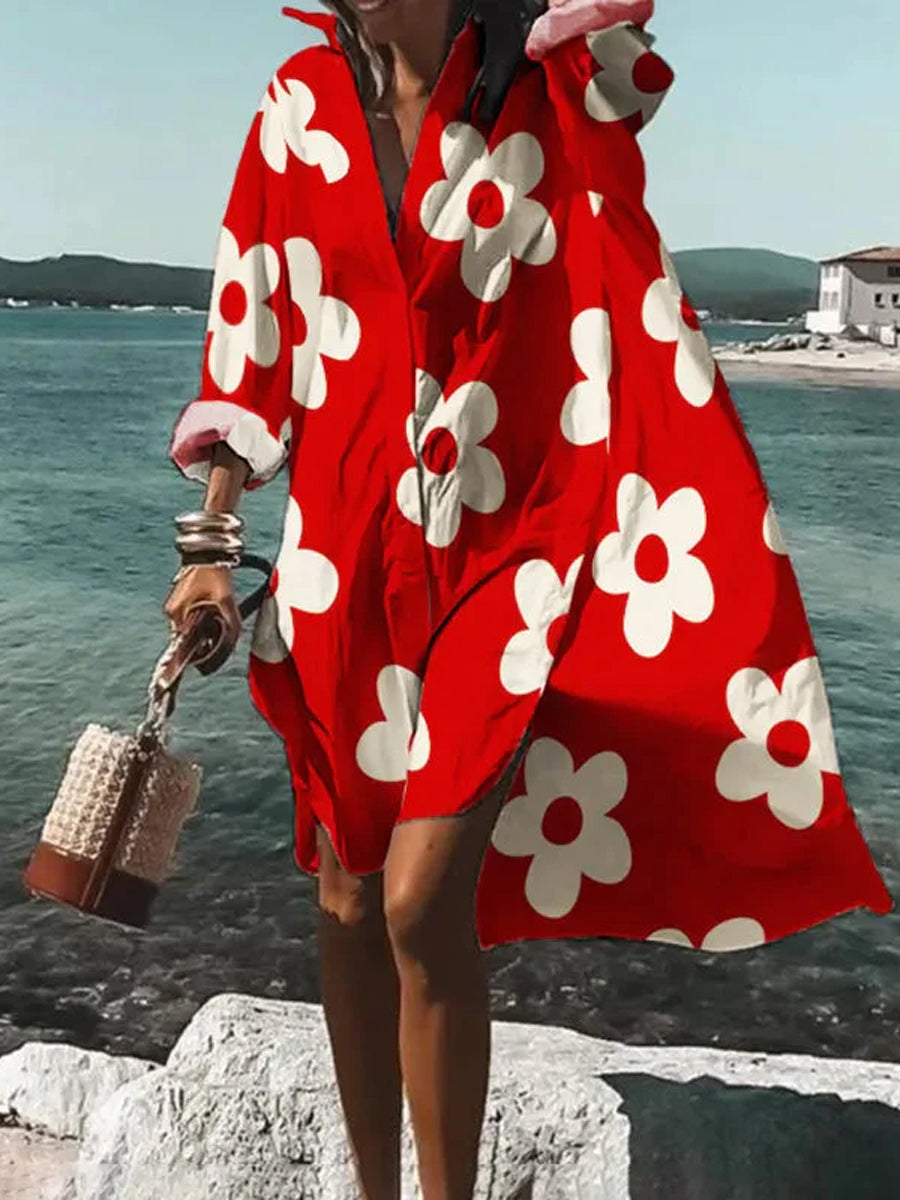Printed Beach Vacation Blouse -18