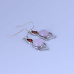 Hibiscus stone pink crystal earrings