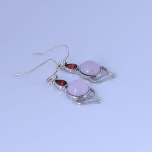 Hibiscus stone pink crystal earrings