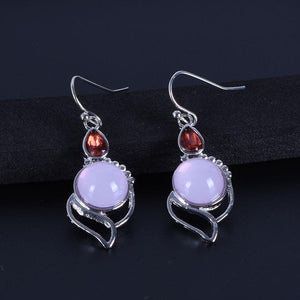 Hibiscus stone pink crystal earrings
