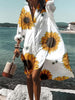 Casual Floral Tunic V-Neckline Shift Dress