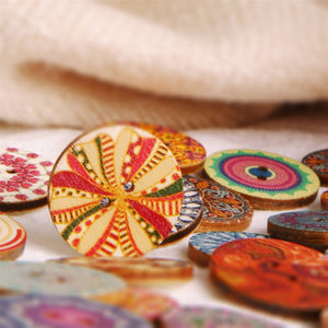 50Pcs 25mm Multi-Color Wooden Buttons Round Sewing Buttons for DIY Craft Bag Hat Clothes Decoration