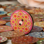 50Pcs 25mm Multi-Color Wooden Buttons Round Sewing Buttons for DIY Craft Bag Hat Clothes Decoration
