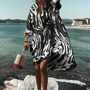 Printed Beach Vacation Blouse -7