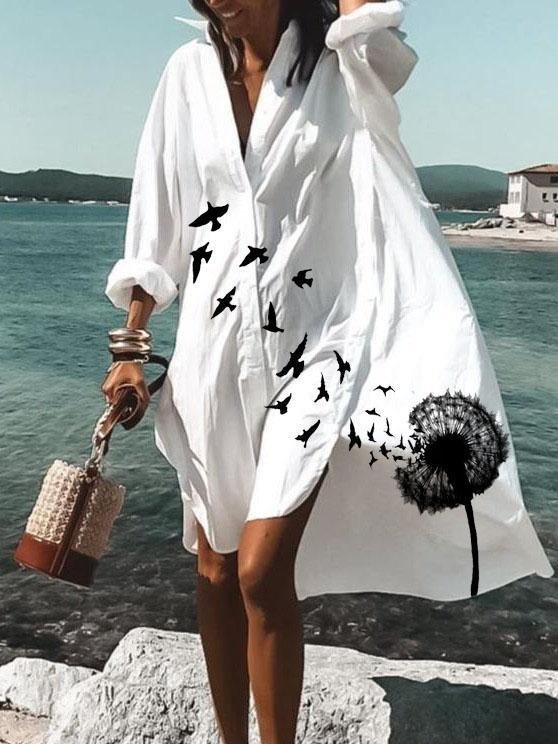 Casual Dandelion Tunic V-Neckline Shift Dress - 2