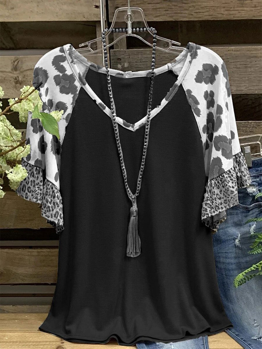 Casual Leopard-Print Leopard Short Sleeve Shirts & Tops