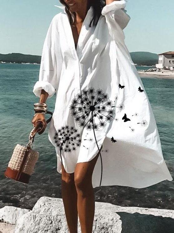 Casual Dandelion Tunic V-Neckline Shift Dress