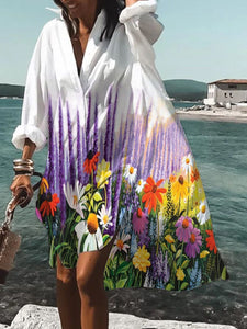 Solid V Neck Casual Dress - 11