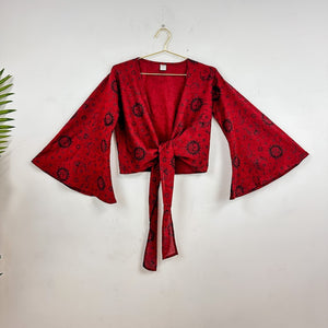 Ladies Celestial Print Boho Bell Sleeve Top