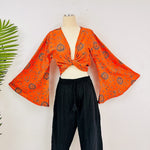 Ladies Celestial Print Boho Bell Sleeve Top