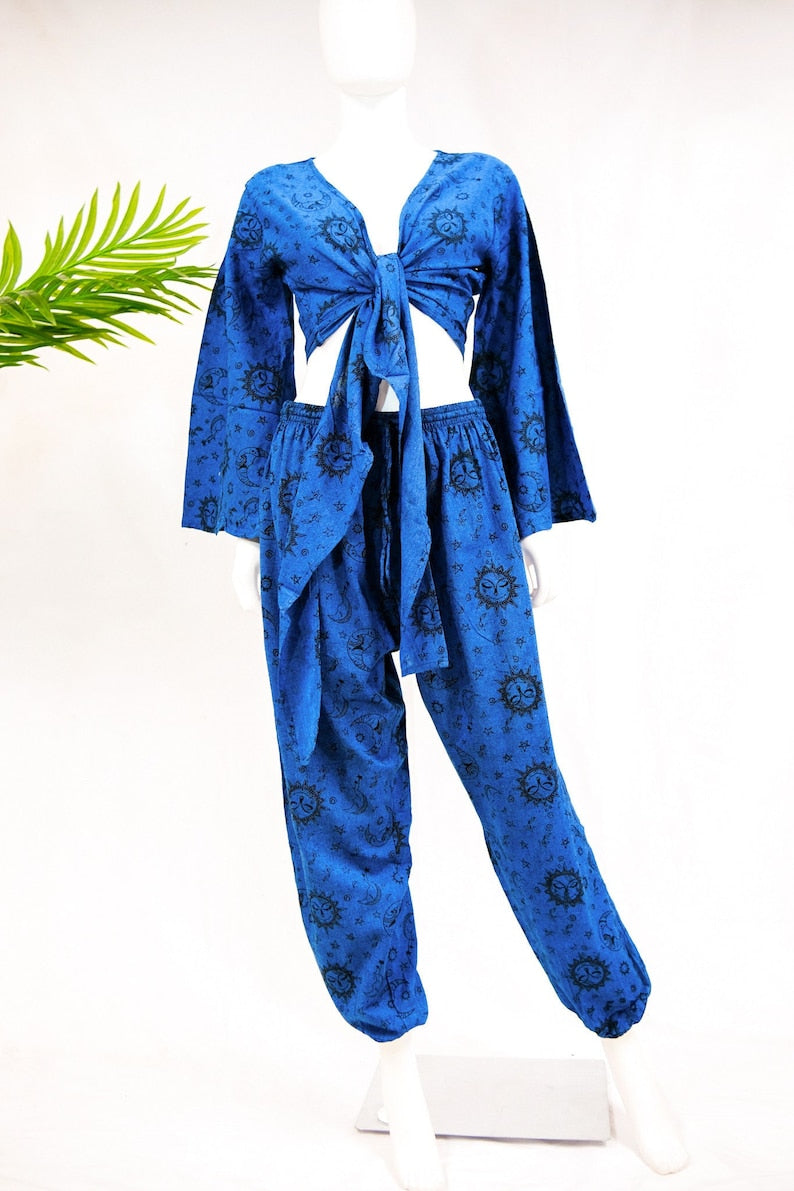 Celestial Pant Set with Bell Sleeves Top