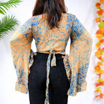 Women's Boho Ruffled Sleeve Cropped Top