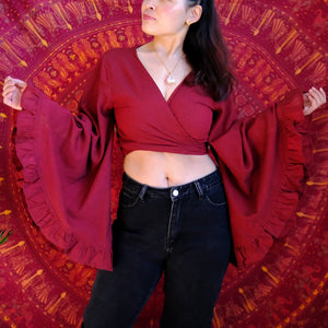 Women's Cotton Bell Sleeve Wrap Top