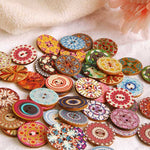50Pcs 25mm Multi-Color Wooden Buttons Round Sewing Buttons for DIY Craft Bag Hat Clothes Decoration